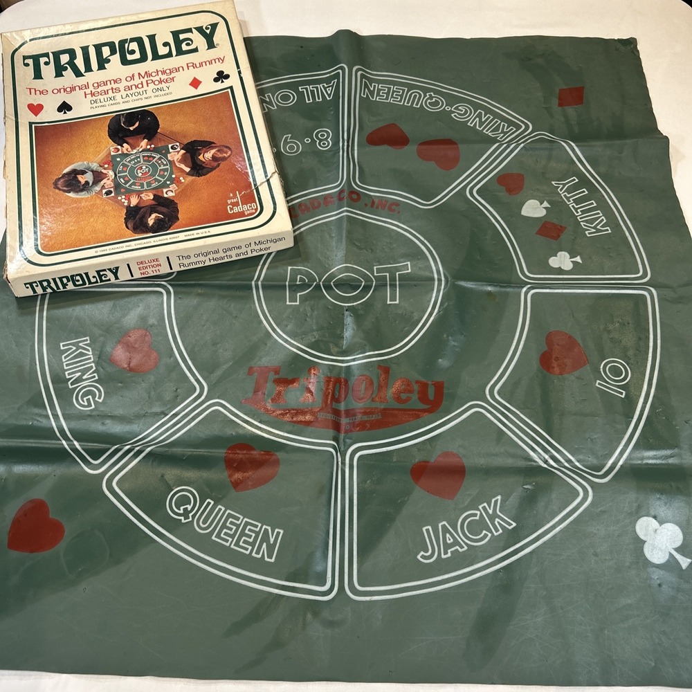 Vintage 1969 Tripoley game Mat only in original box DELUXE EDITION NO. 111